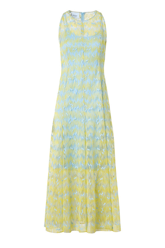 Akris Punto Light Blue & Green Scribble Dot Midi Dress - view 1