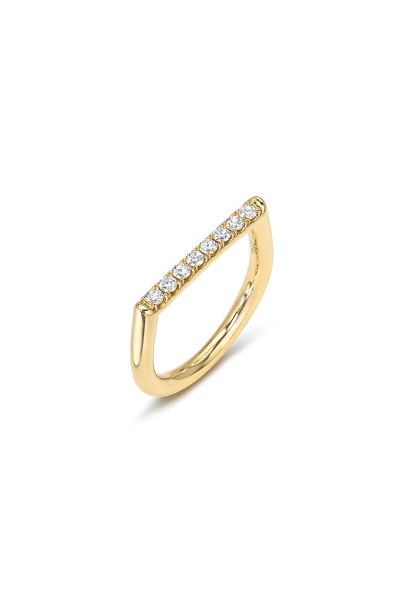 Dru 14k Yellow Gold White Diamond Stack Square Ring - view 2