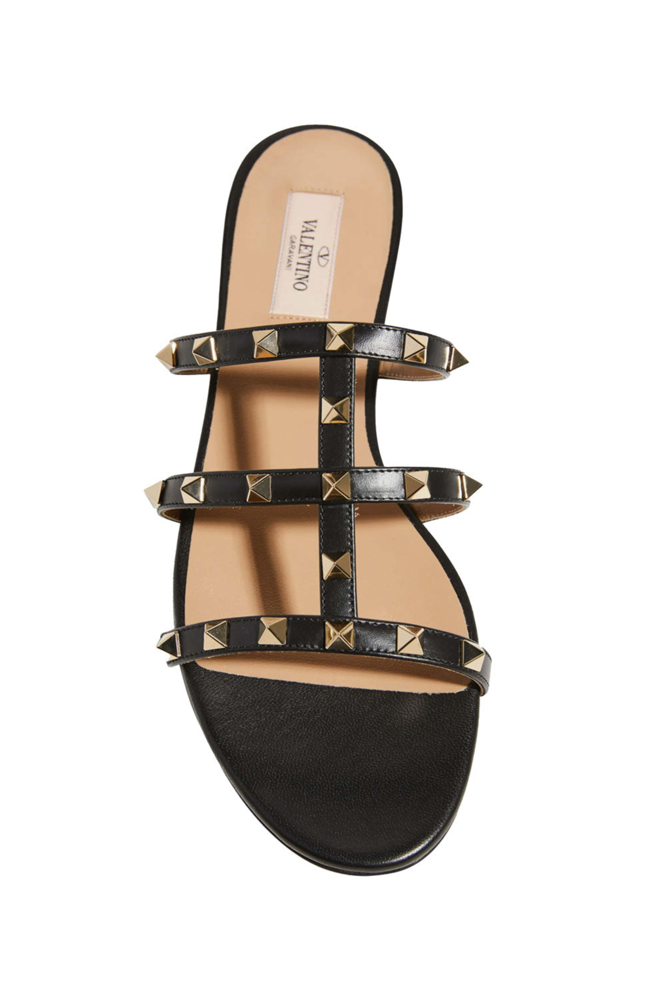 Valentino Garavani - Rockstud Slide Sandals in Nero