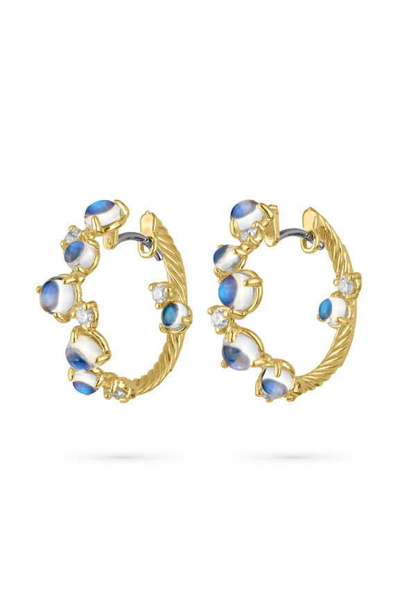 Paul Morelli Bubble Moonstone & Diamond Snap Hoop Earrings