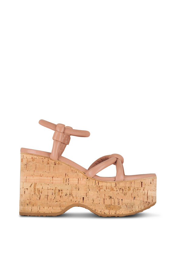 Gianvito Rossi - Peach Nappa Leather Strappy Wedge, 100mm