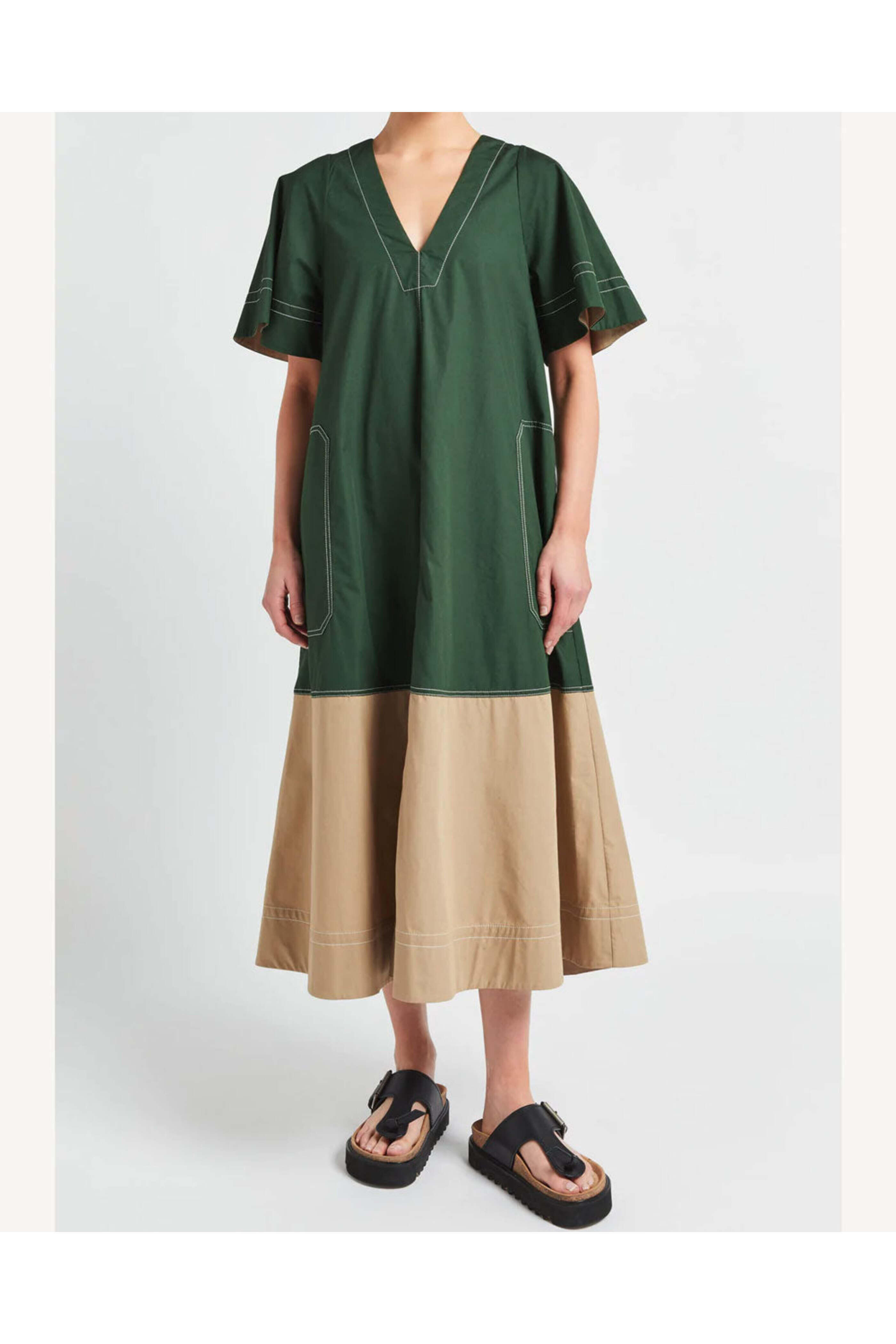 Lee Mathews - Spliced Nina V Neck Dress