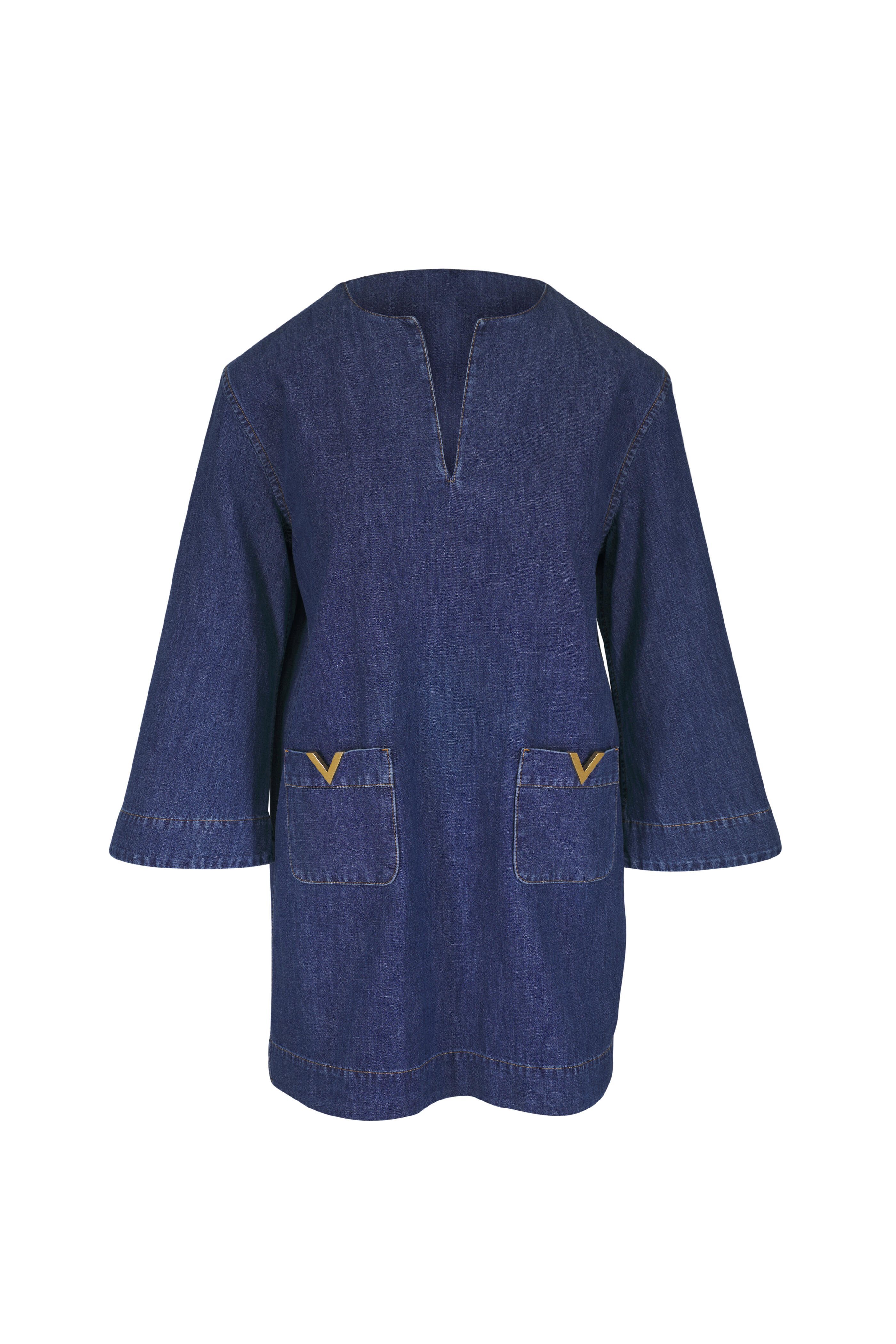 Valentino - Chambray Denim Vlogo Mini Dress