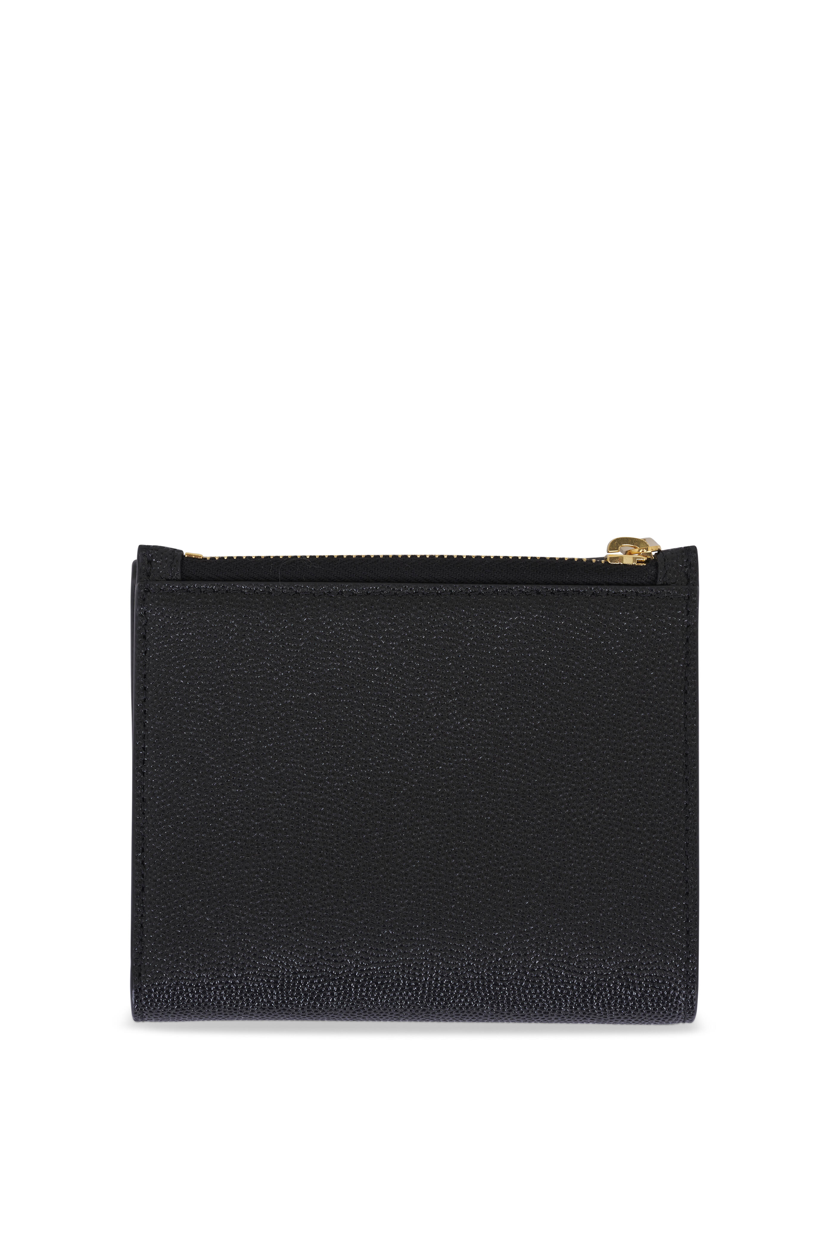 Saint Laurent - Uptown Black & Gold Grained Leather Compact Wallet