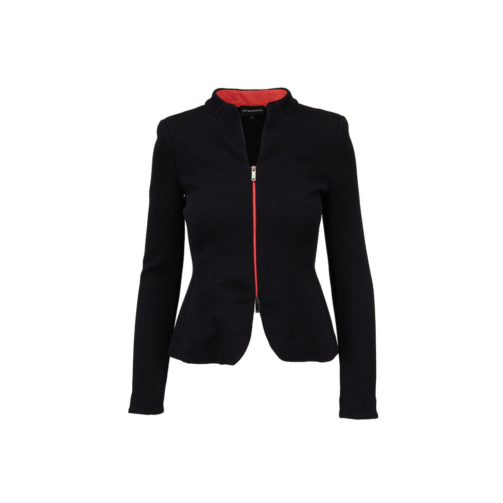 Emporio Armani - Black Honeycomb Knit Jacket | Mitchell Stores