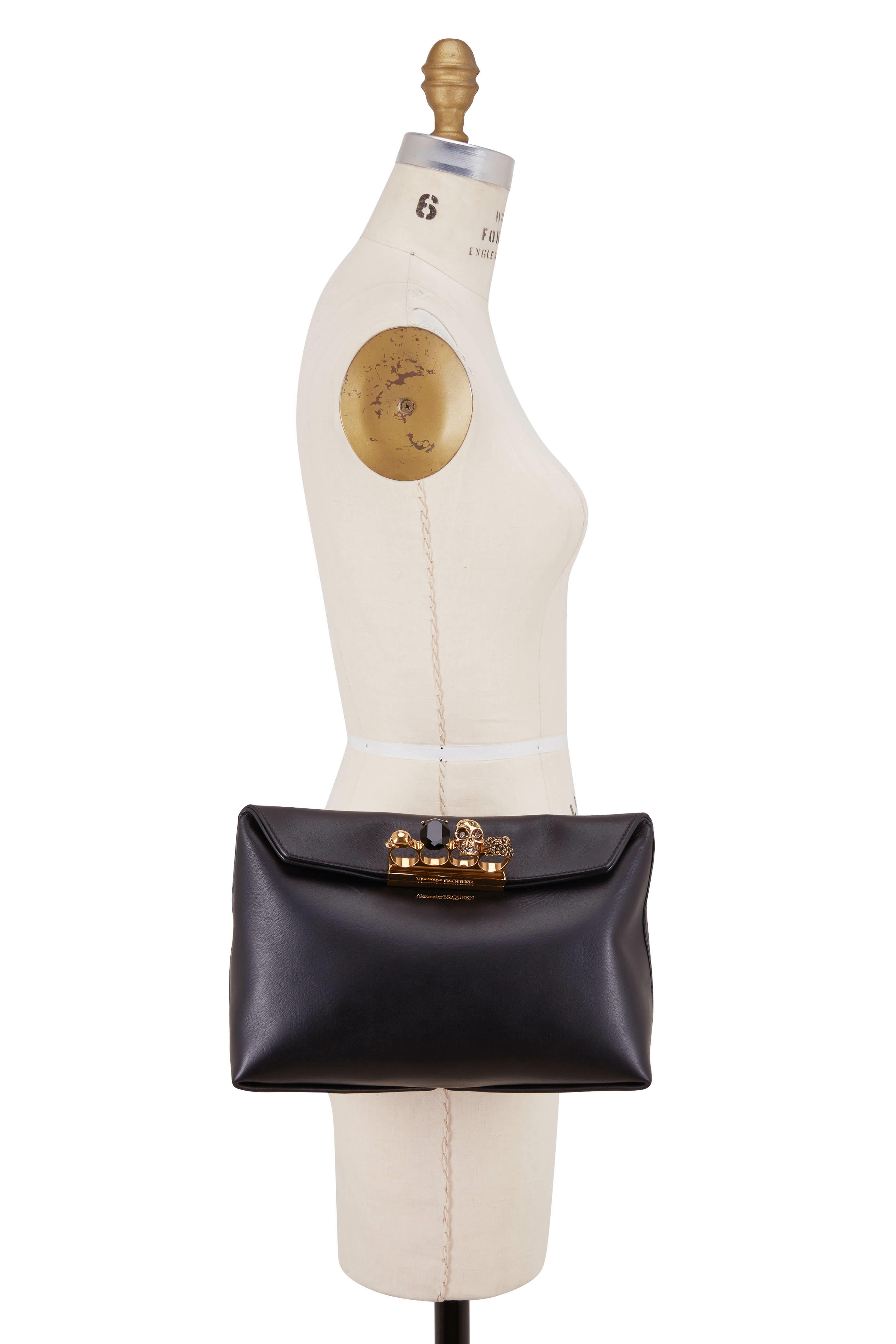 McQueen - Black Soft Leather Knuckle Pouch | Mitchell Stores