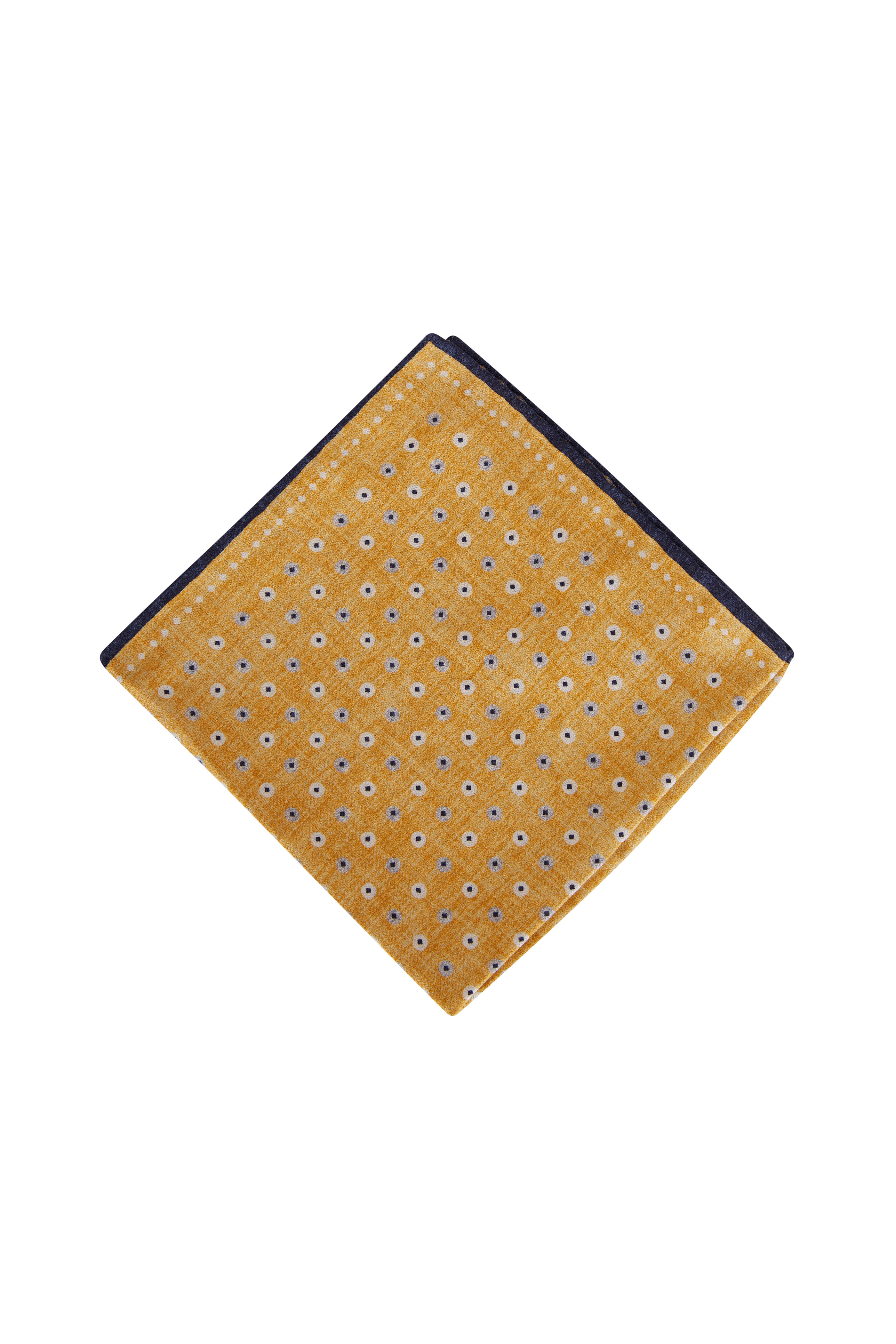 Brunello Cucinelli - Yellow & Blue Dot Silk Pocket Square