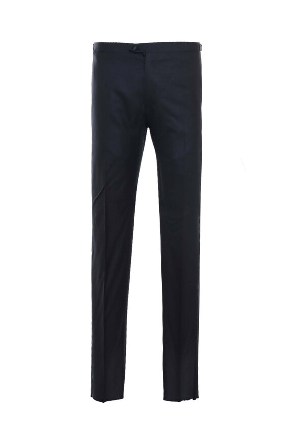 Brunello Cucinelli - Navy Blue Wide Corduroy Pleated Pant