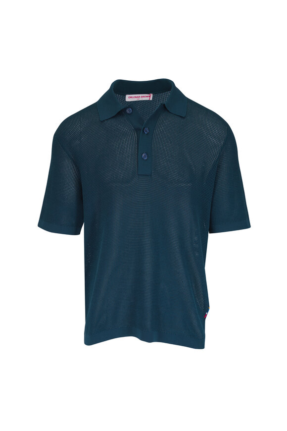 Orlebar Brown Keeling Lario Green Cotton Knit Polo - view 1