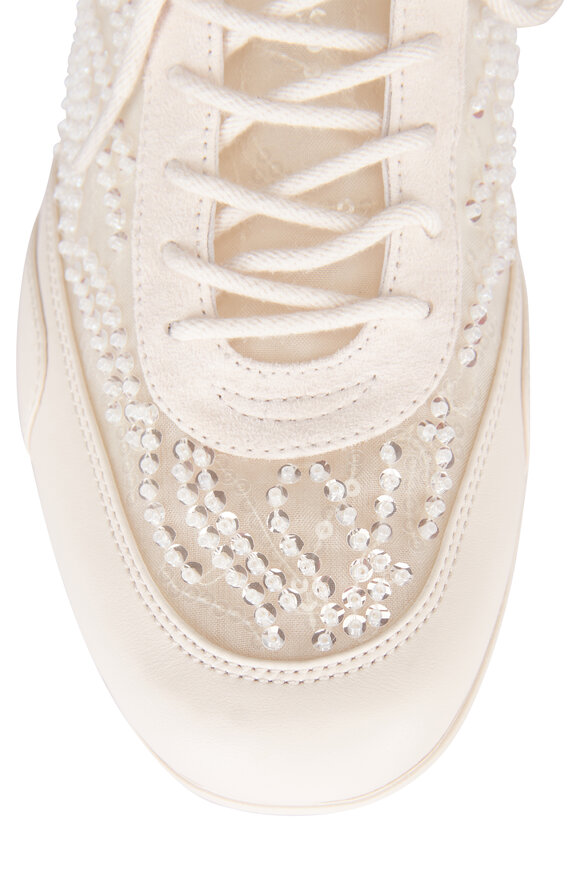 Jimmy Choo Sunny Mesh & Embellished Ivory Lace Up Sneaker - view 4