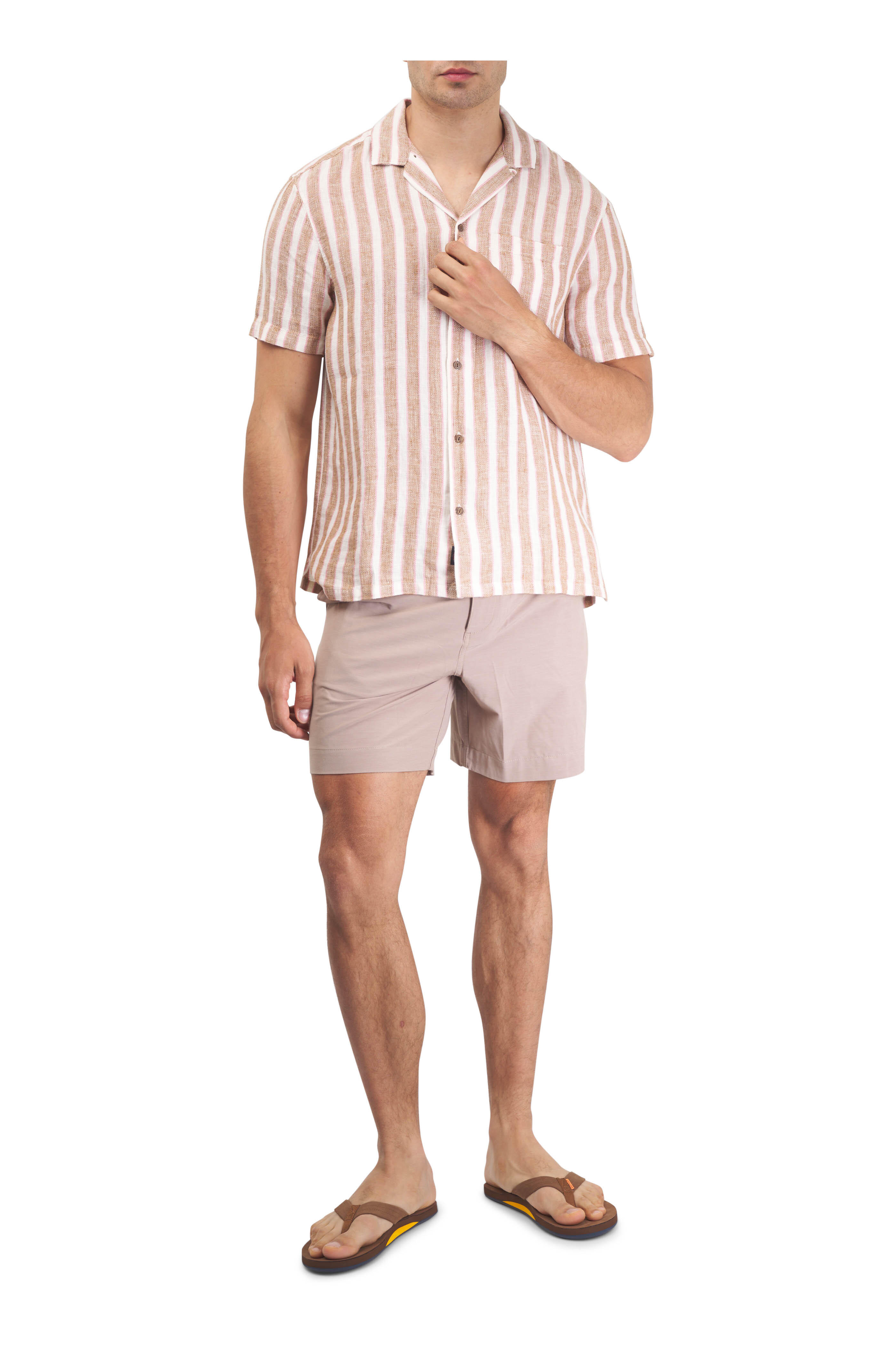 Faherty Brand - Palma Sienna Valley Stripe Linen Camp Shirt