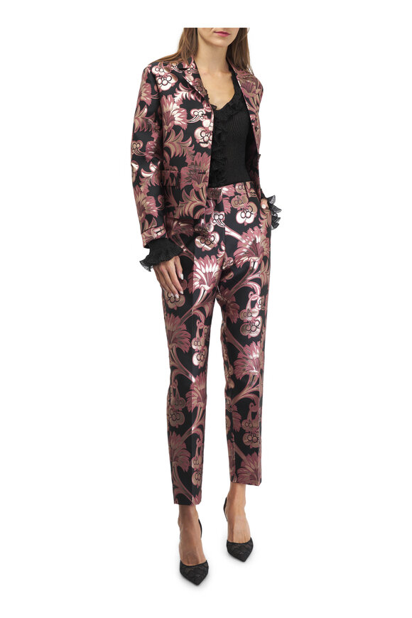 Etro - Blush & Black Metallic Jacquard Pant