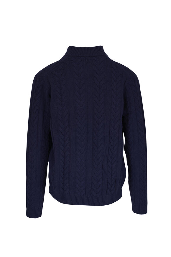 Peter Millar Crown Crafted Navy Cable Knit Quarter Zip Pullover - view 2