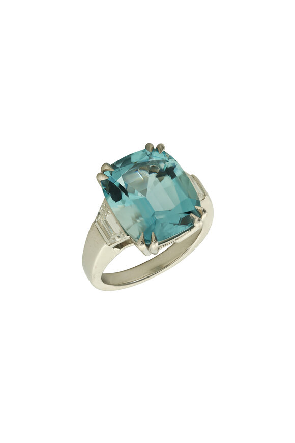 Aaron Henry Platinum Aquamarine & Diamond Ring