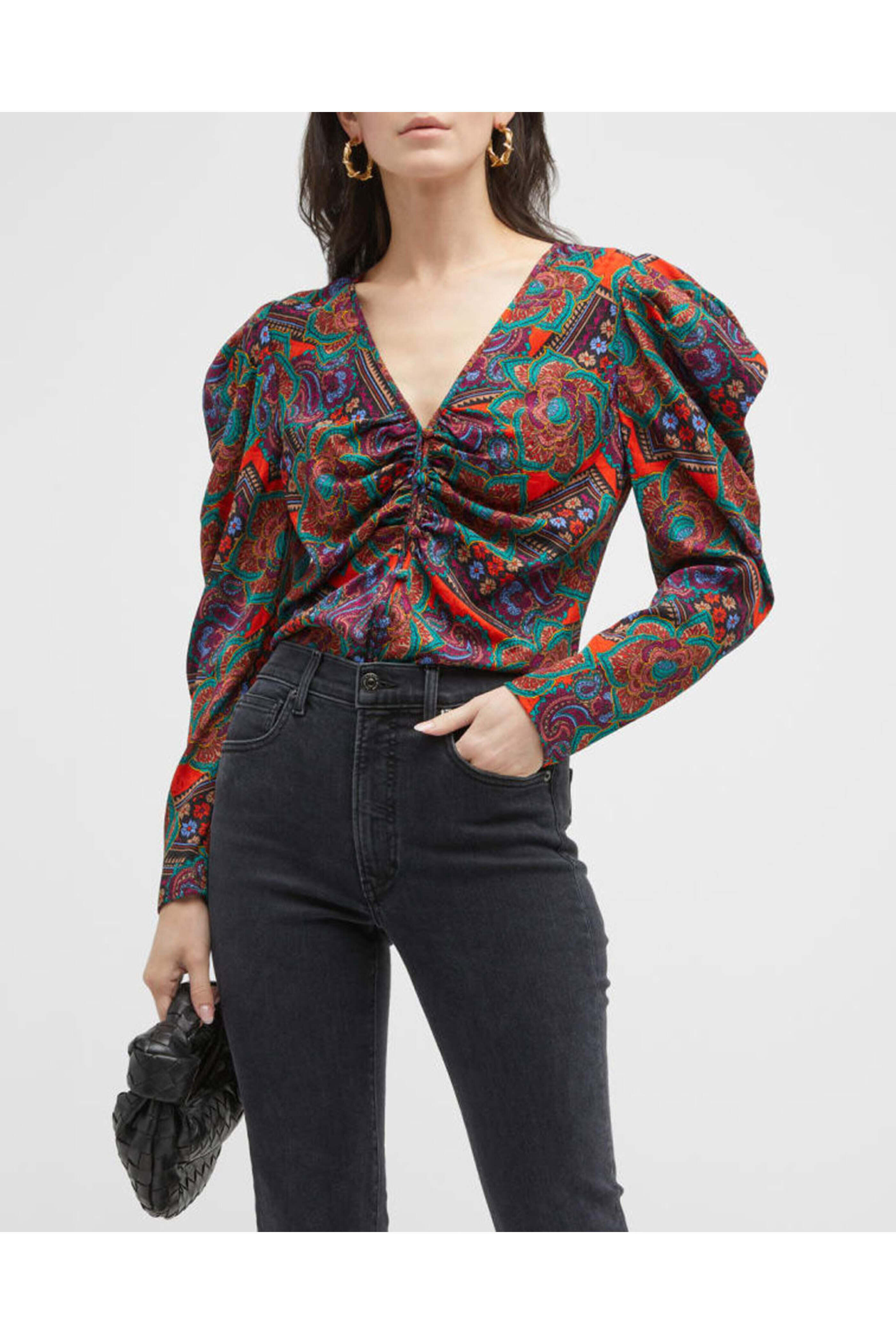 Veronica Beard - Flame Red Multi Simmons Top