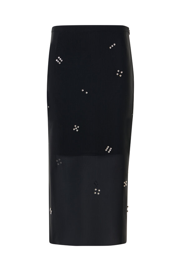 Akris Punto Diamond Dice Dot Black Pencil Midi Skirt - view 1
