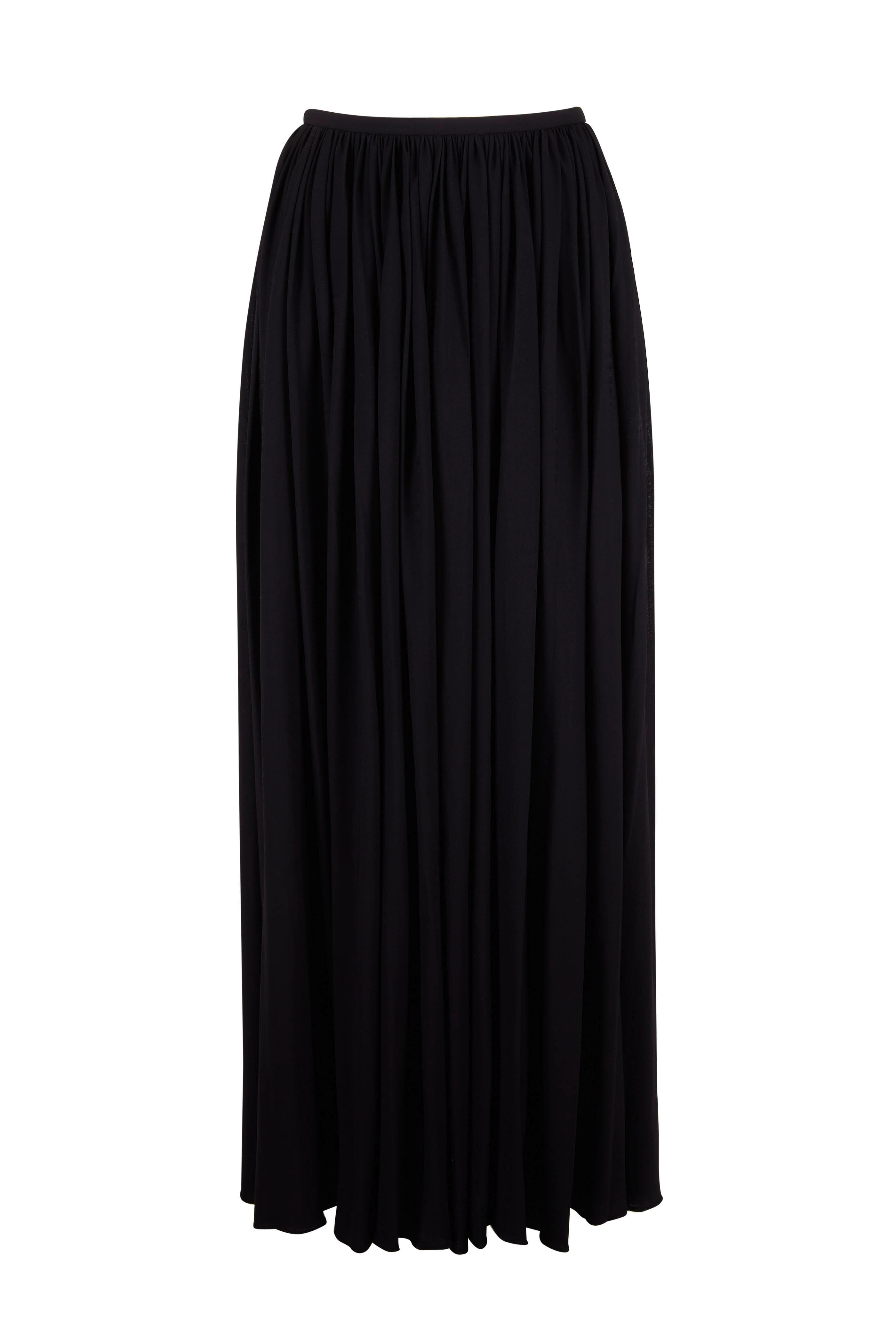 Khaite - Lowell Black Viscose Pleated Skirt | Mitchell Stores