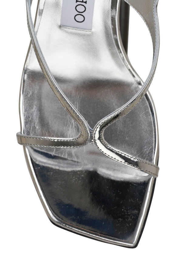 Jimmy Choo - Azie Silver Liquid Metal Leather Sandal, 85mm