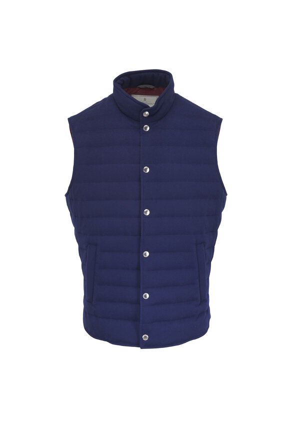 Brunello Cucinelli Royal Blue Quilted Cashmere Vest