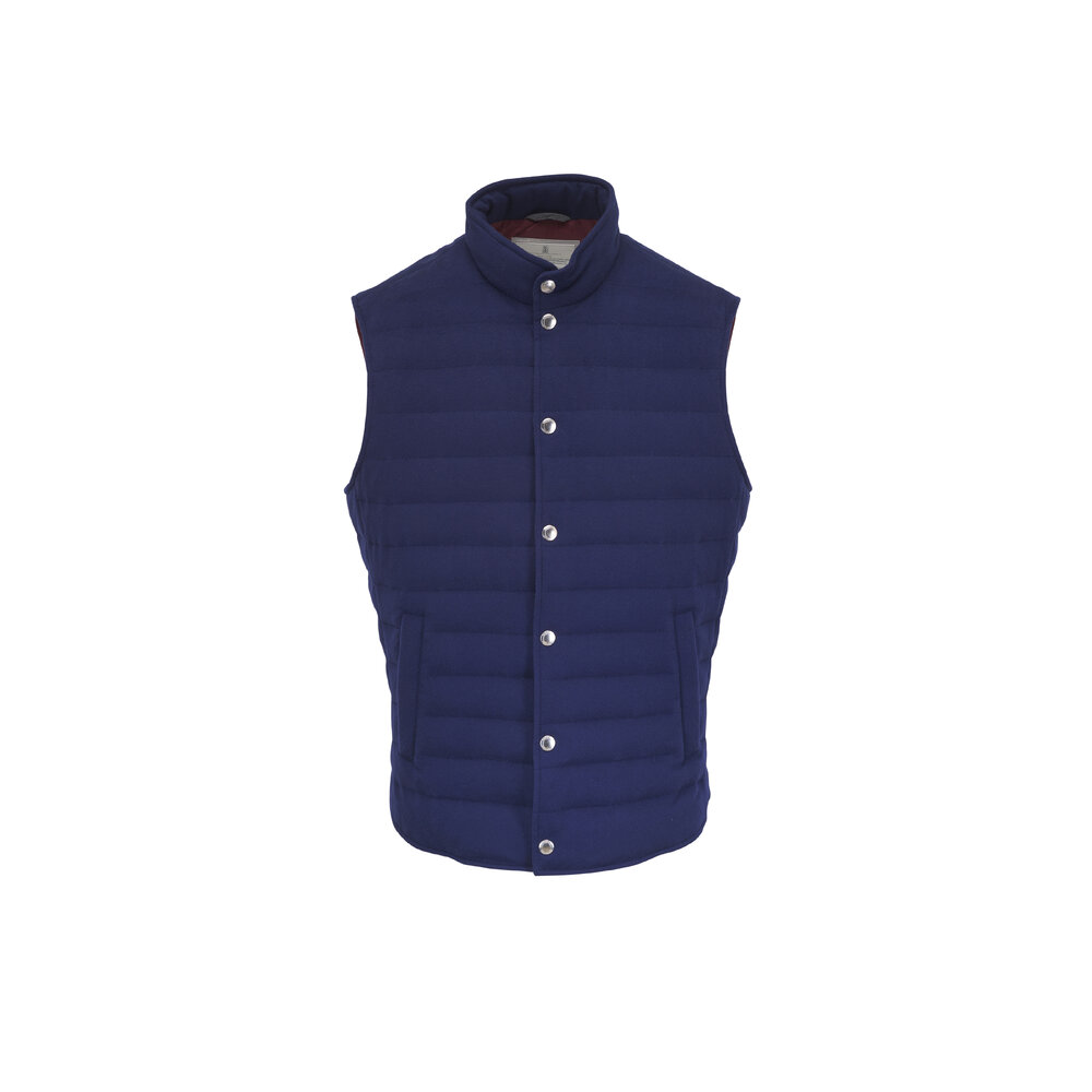 BRUNELLO CUCINELLI ネイビー スーツベスト 50 Brunello Cucinelli - Royal Blue Quilted Cashmere Vest