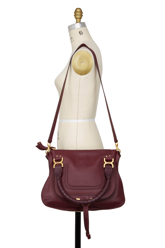 Chloé - Marcie Wine Leather Medium Shoulder Bag