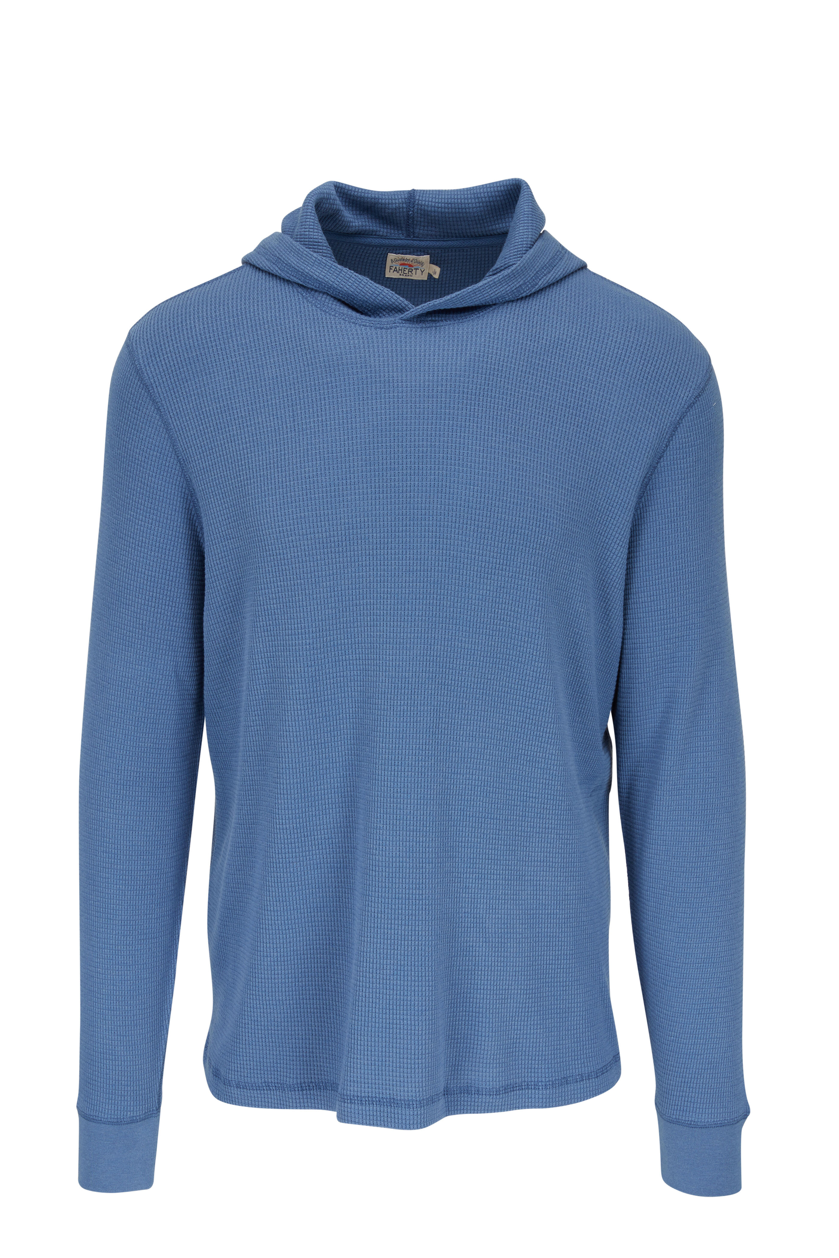 Faherty Brand - Legend™ Breaker Blue Waffle Hoodie