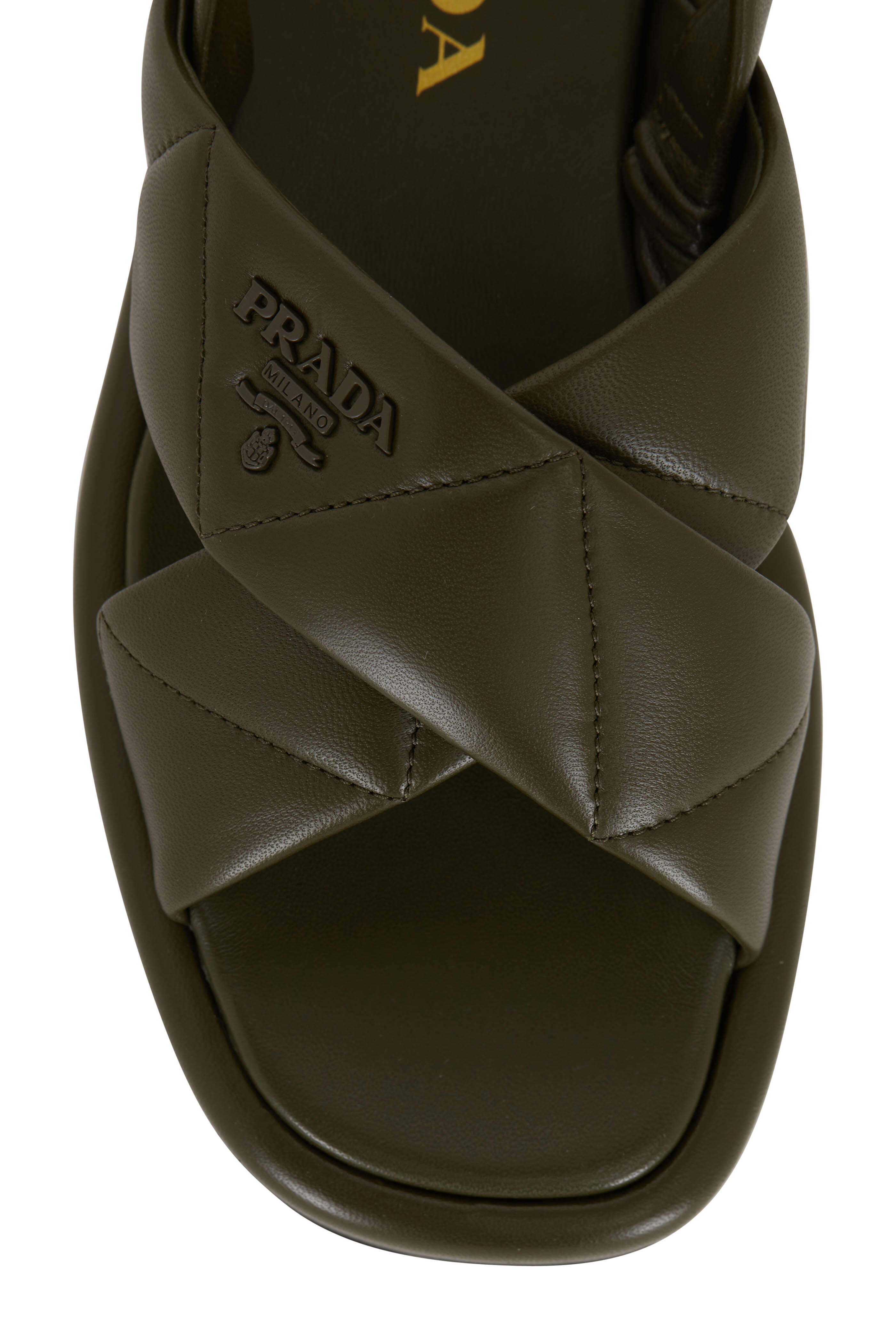 Black Shearling-lined quilted-leather sandals, Prada