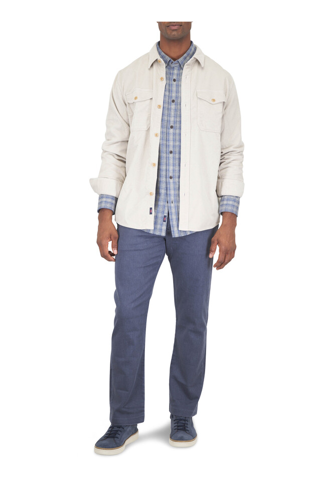 Designer outfit featuring Midnight Storm Stretch Terry Pant, Coastline Eagle Peak Plaid Knit Sport Shirt and 1 other piece