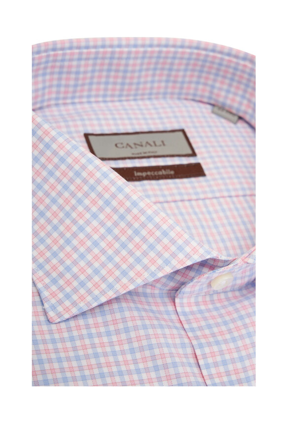 Canali - Blue & Pink Check Cotton Dress Shirt