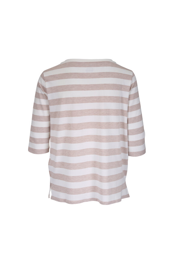 Majestic Soft Touch Ecru Stripe Boatneck Shirt - view 3