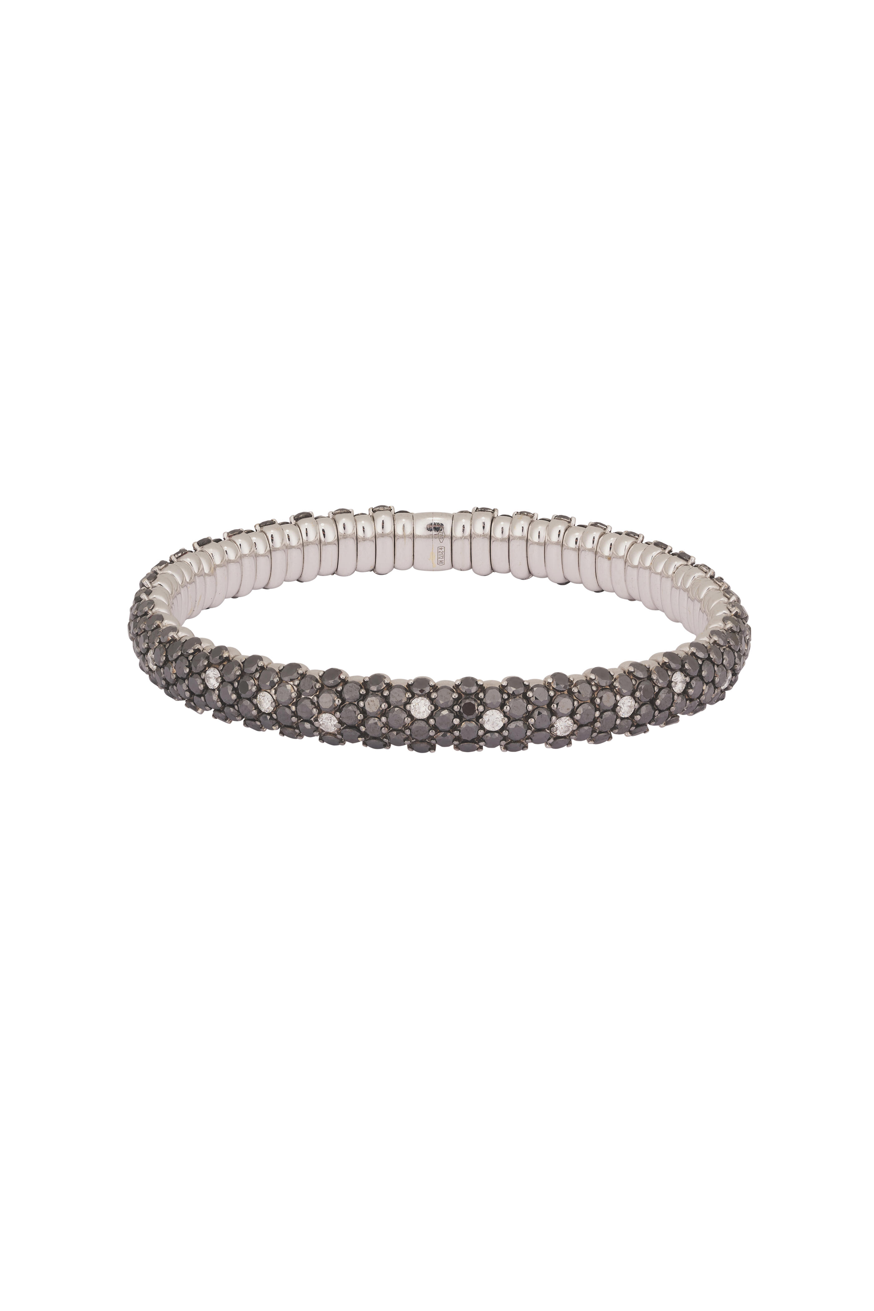ZYDO - 18k Black & White Diamond Domed Stretch Bracelet - view 1
