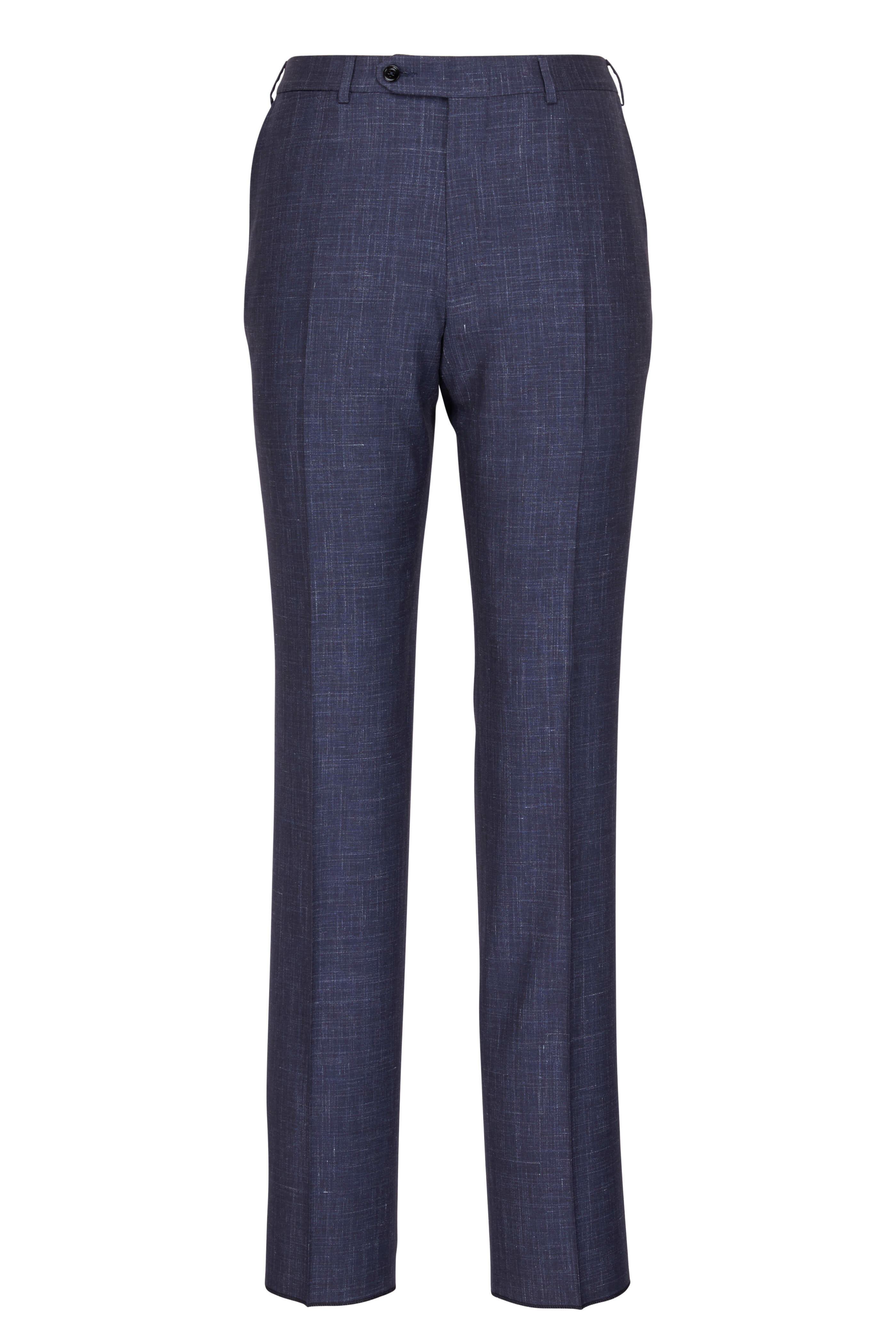 Zegna - Navy Printed Texture Suit