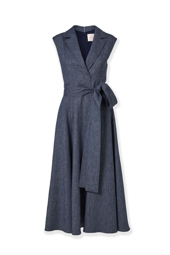 Carolina Herrera Dark Blue Sleeveless Midi Trench Dress - view 6