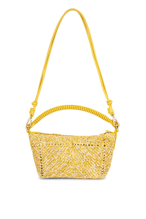 Loewe Cala Mustard Leather & Raffia Top Handle Bag - view 3