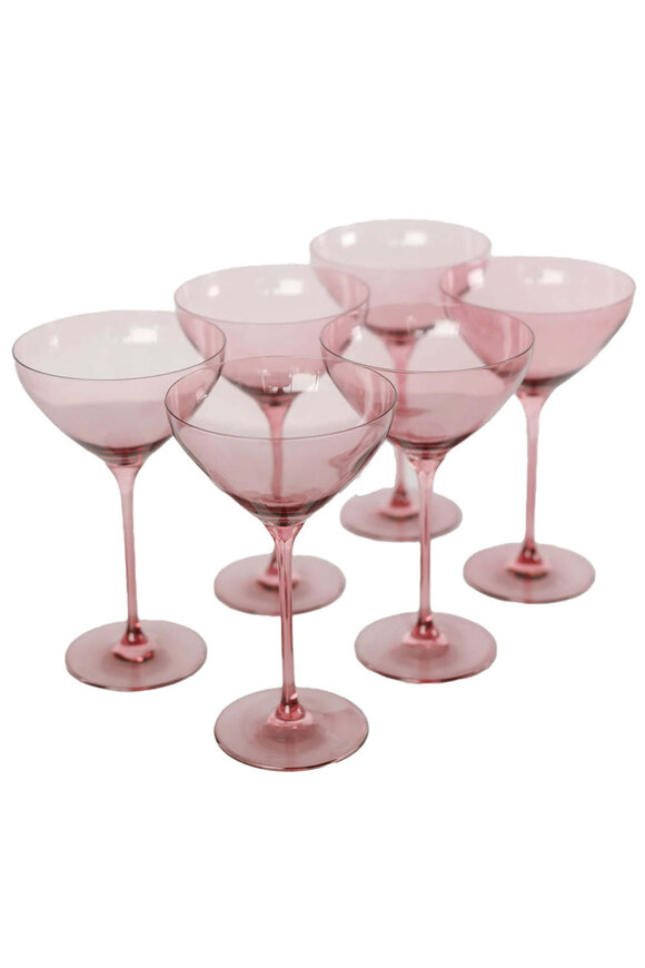 Estelle Colored Glass Rose Martini Glass Set