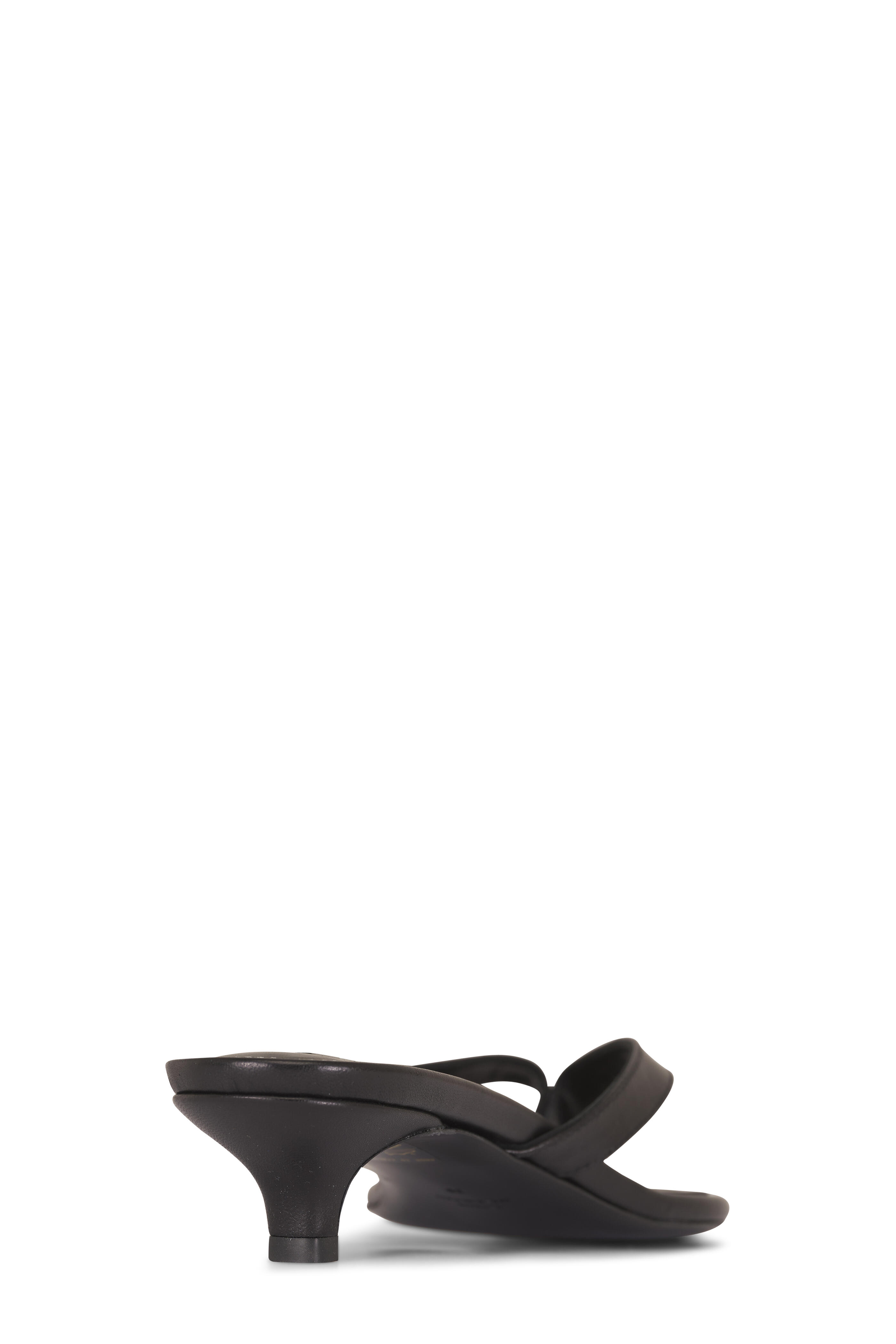 Totême - Black Leather Heeled Flip Flops, 35mm - view 3