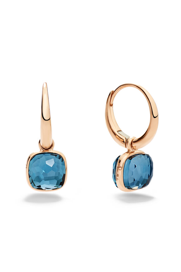 Pomellato 18k Rose Gold Nudo Mini Blue Topaz Earring - view 2