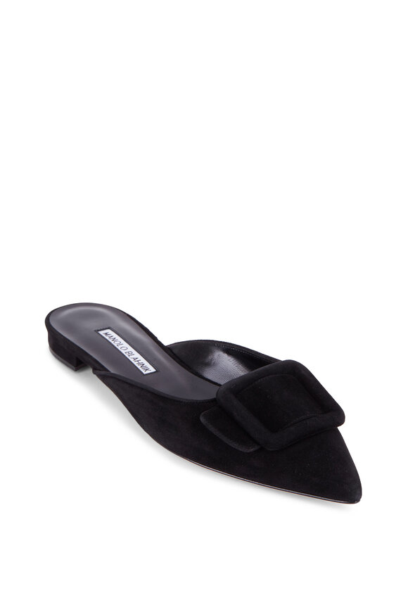 Manolo Blahnik - Maysale Black Suede Flat