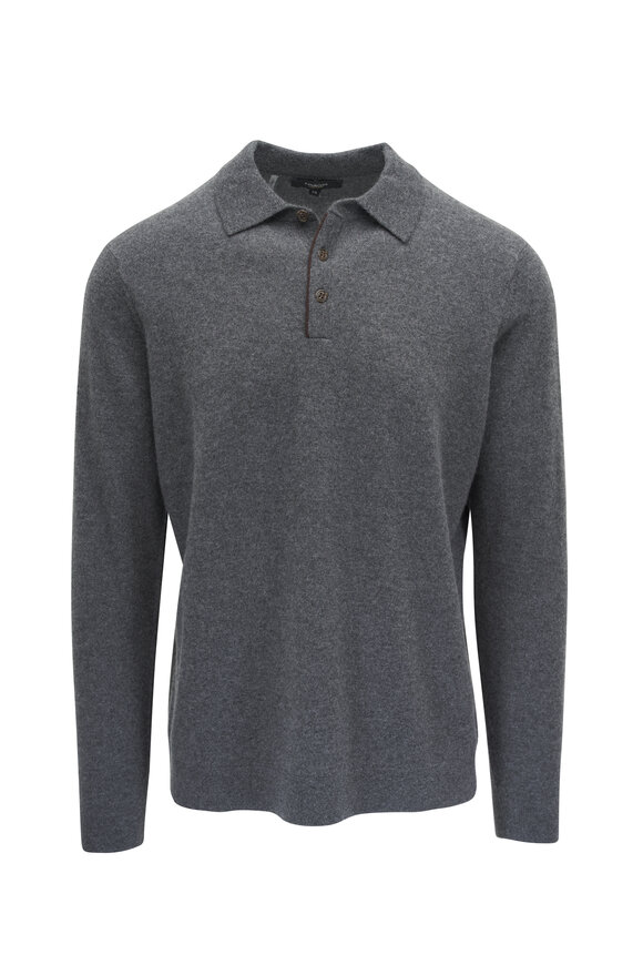 Kinross Charcoal Cashmere Polo Sweater