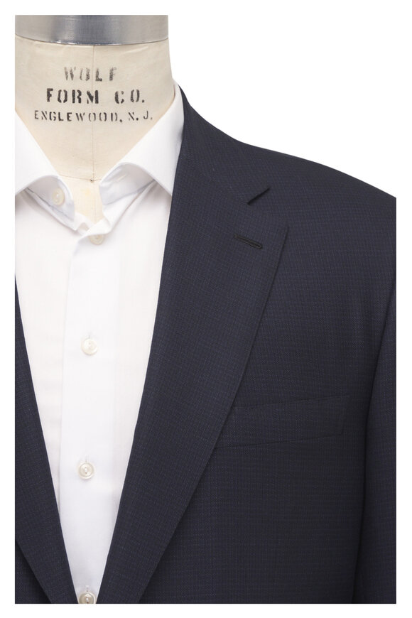 Brioni Midnight Faint Windowpane Wool & Silk Suit