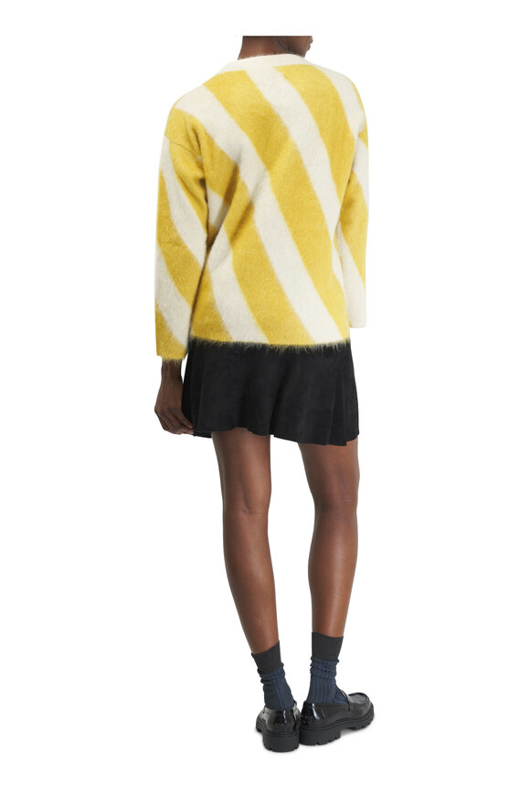 Jil Sander - Cream & Marigold Diagonal Stripe Crewneck Sweater