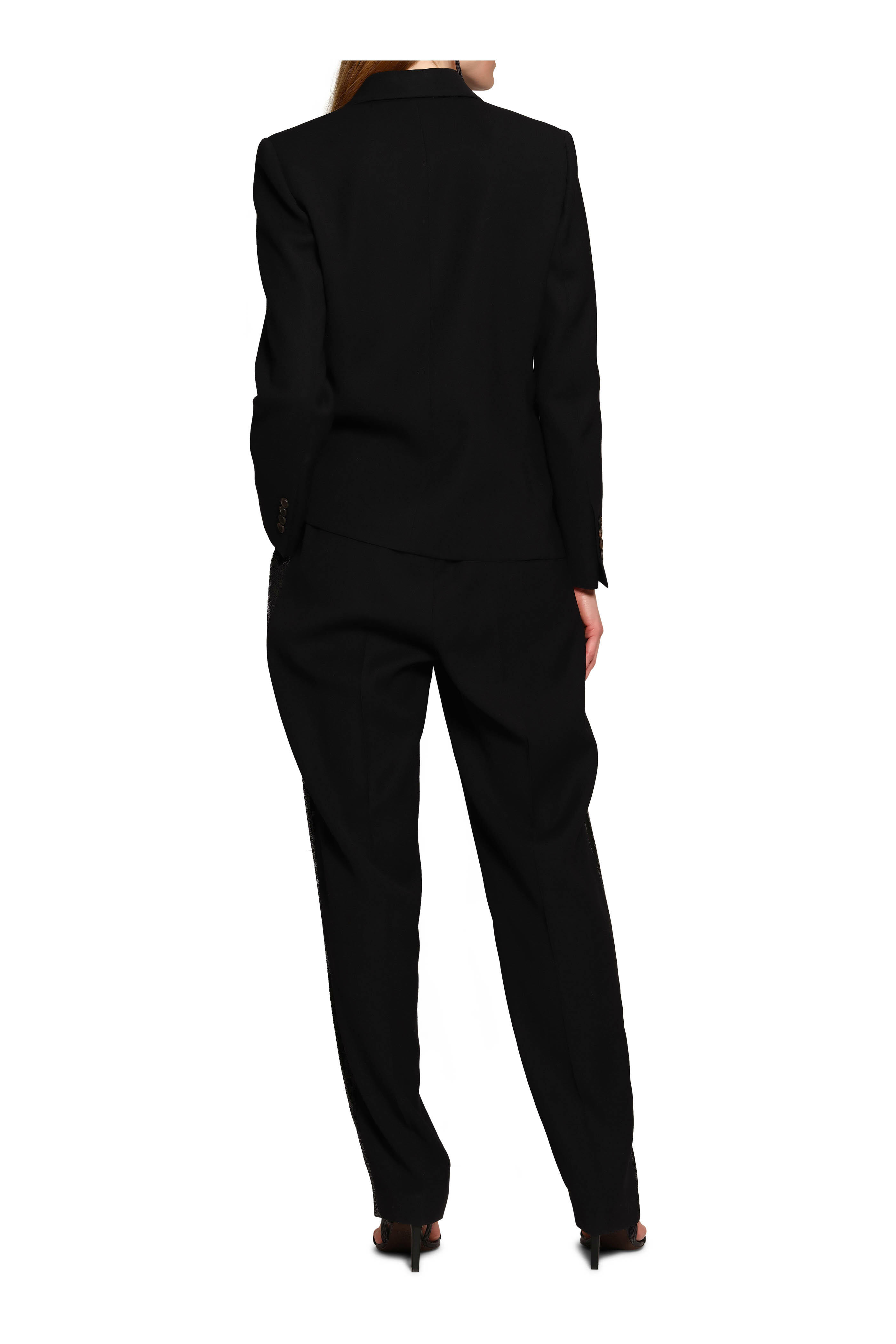 Brunello Cucinelli - Black High-Waisted Sequin Pleated Tuxedo Pant
