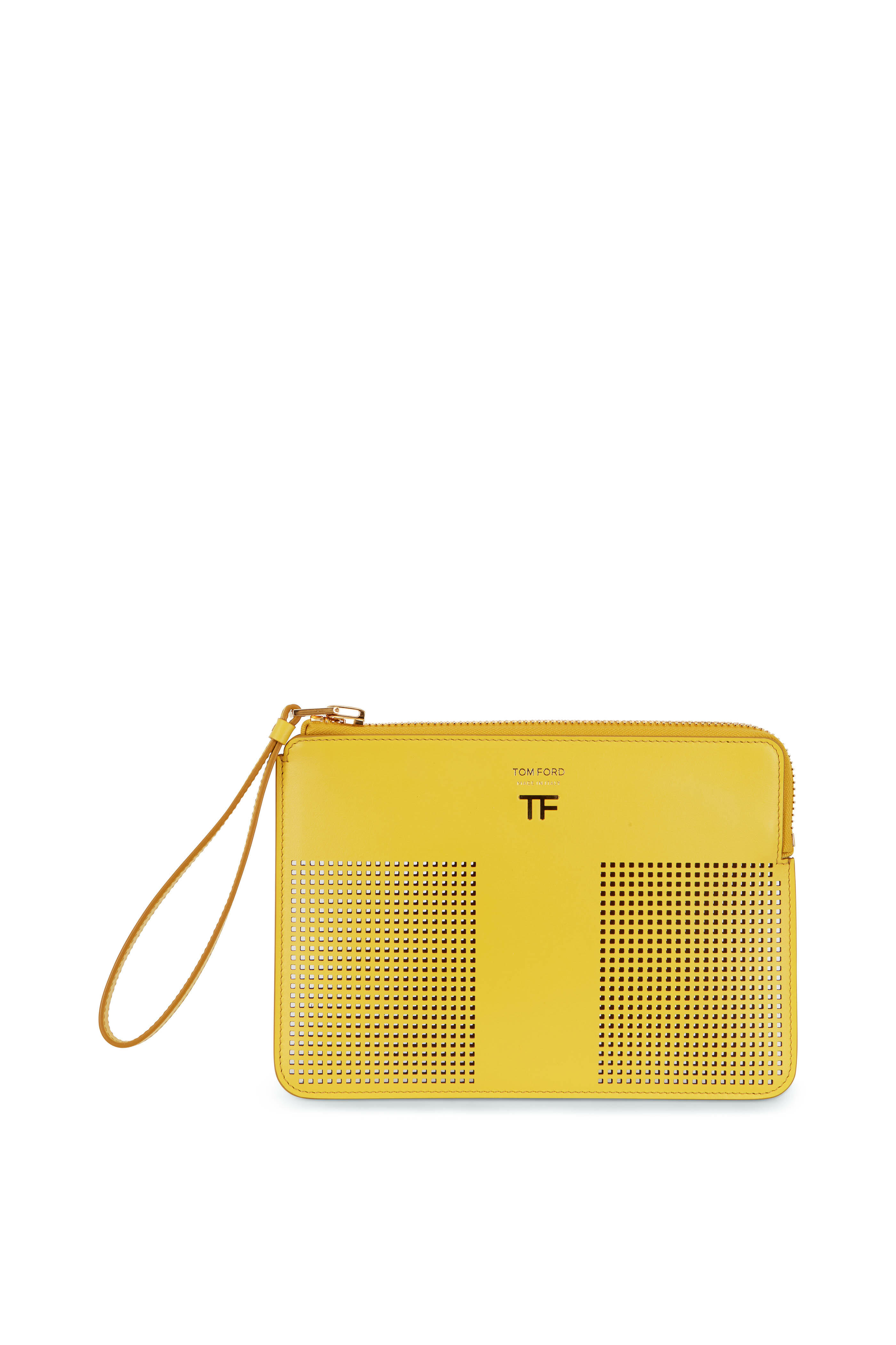 Tom Ford - Citron Perforated Leather Small Zip Pouch