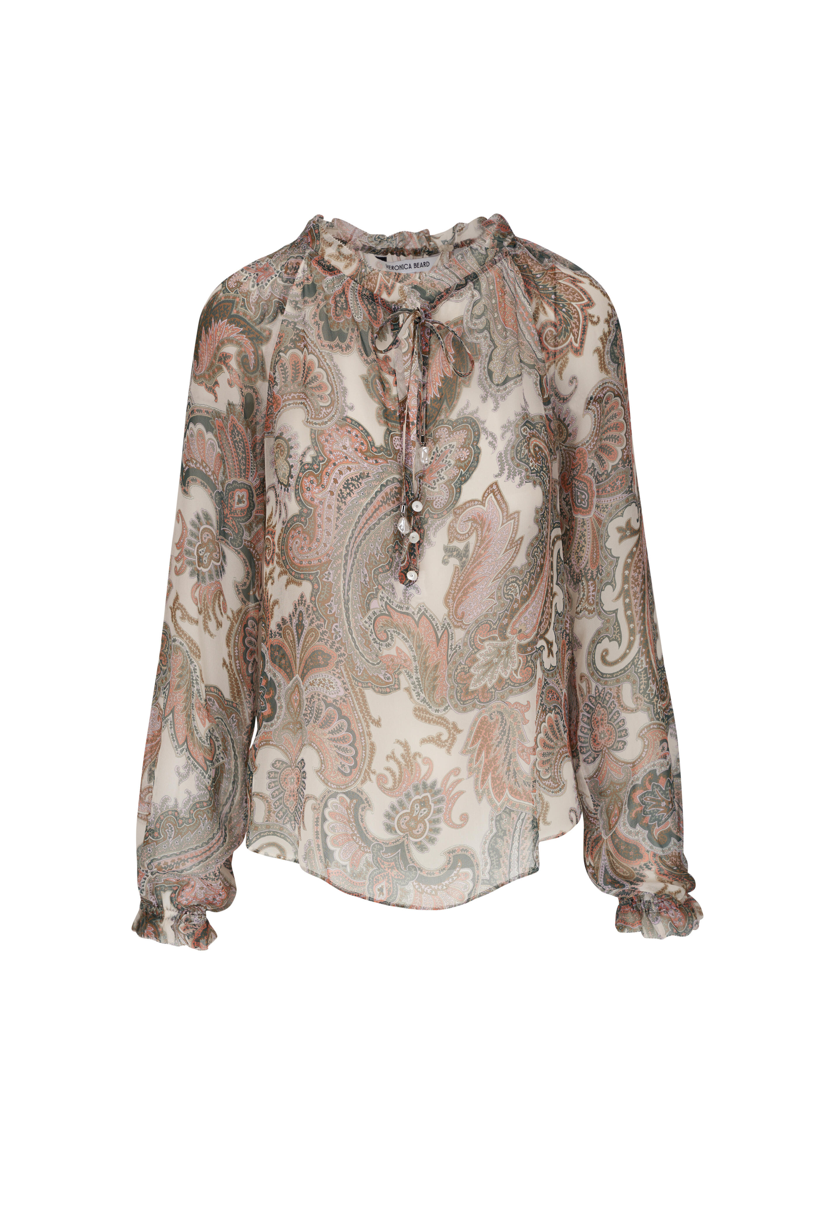 Veronica Beard - Antonette Barely Orchid Multi Silk-Georgette Top