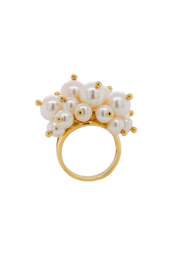 Bridget King 14k Yellow Gold Pearl Pom Pom Ring - view 1