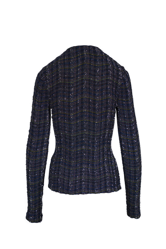 Missoni Navy Blue Plaid Metallic Cardigan - view 2