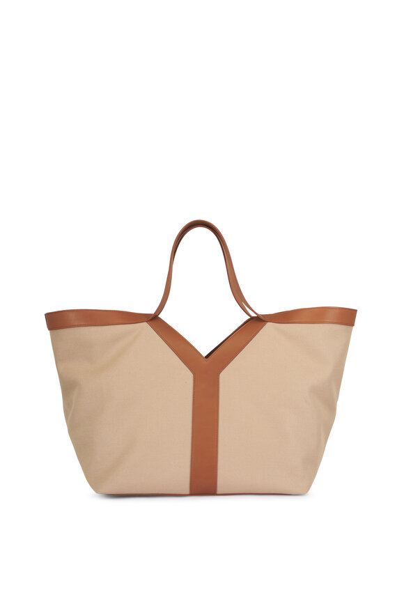 Saint Laurent Y Bicolor Sienna Canvas & Leather Tote - view 4