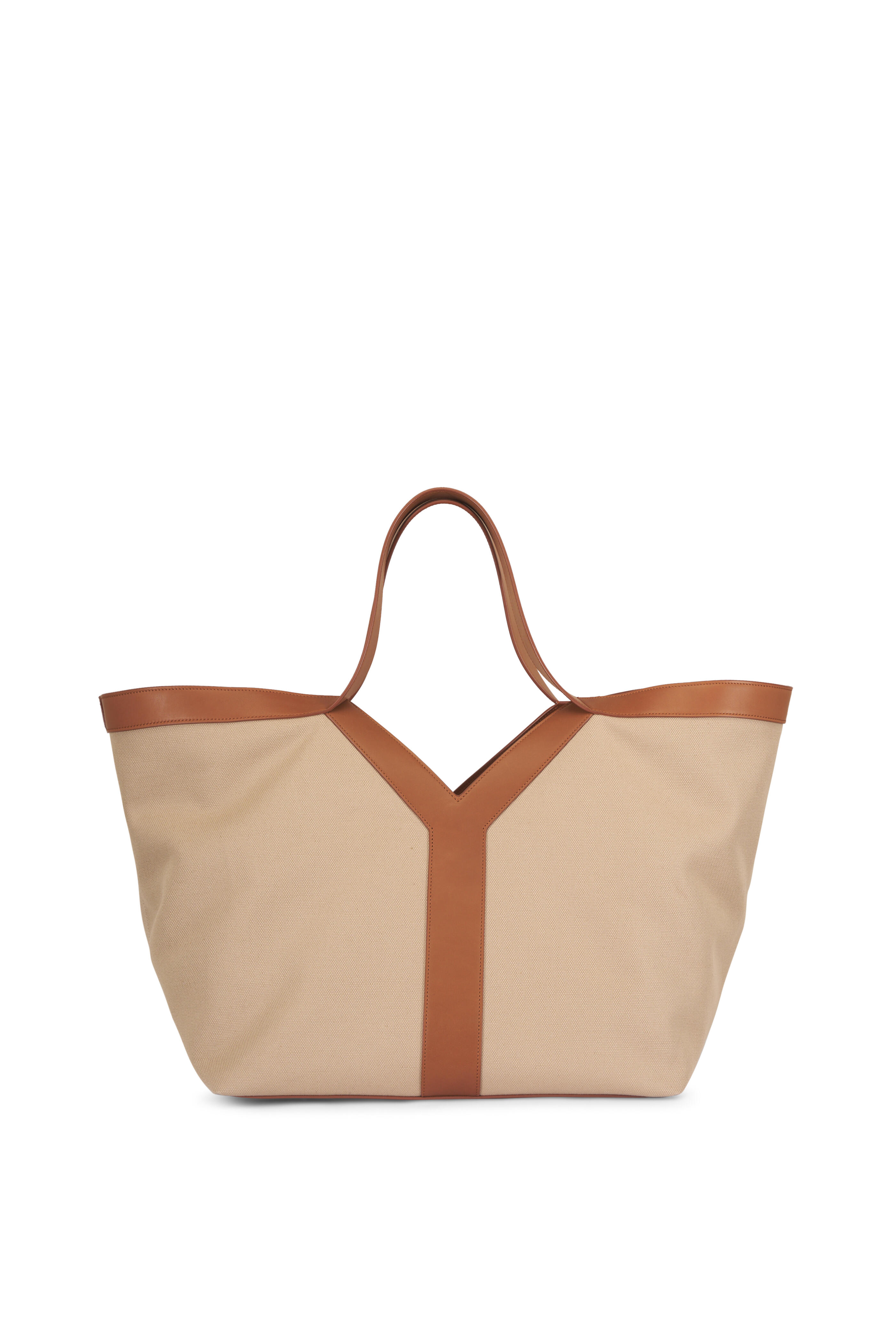 Saint Laurent - Y Bicolor Sienna Canvas & Leather Tote - view 4