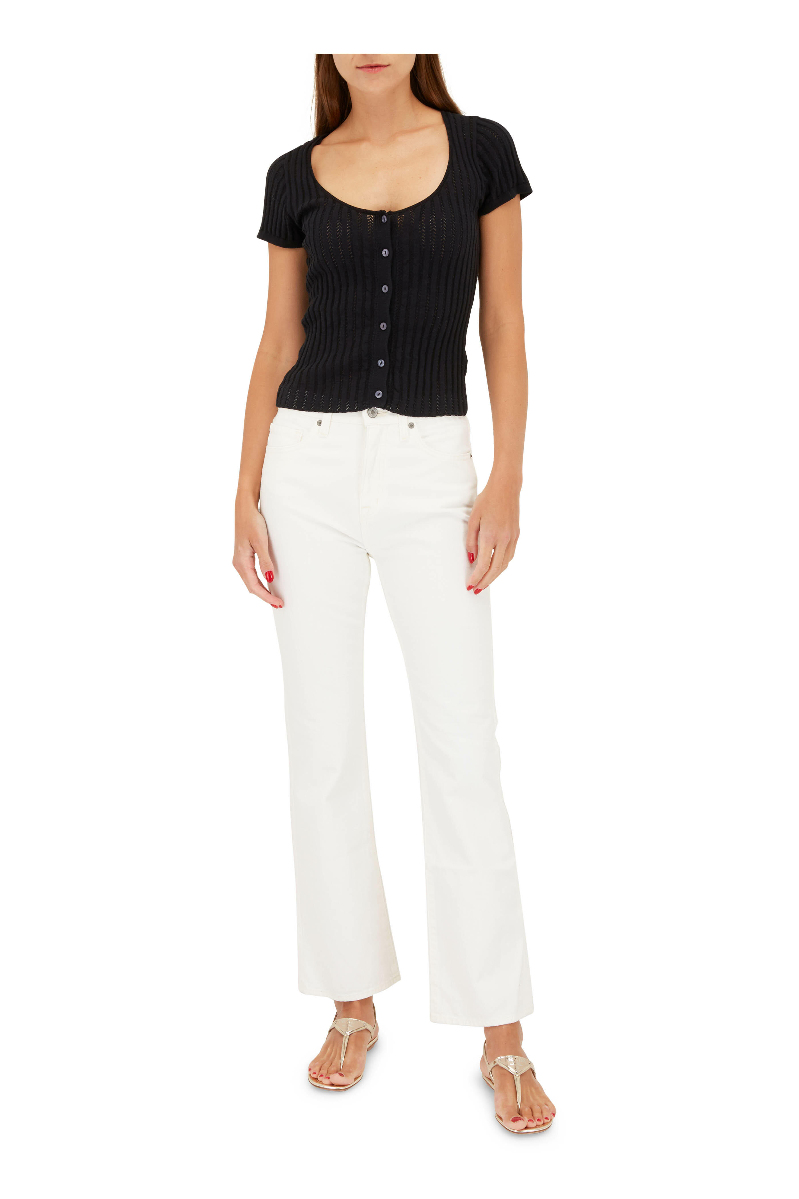 Nili Lotan - Cream Wash Boot Cut Jean