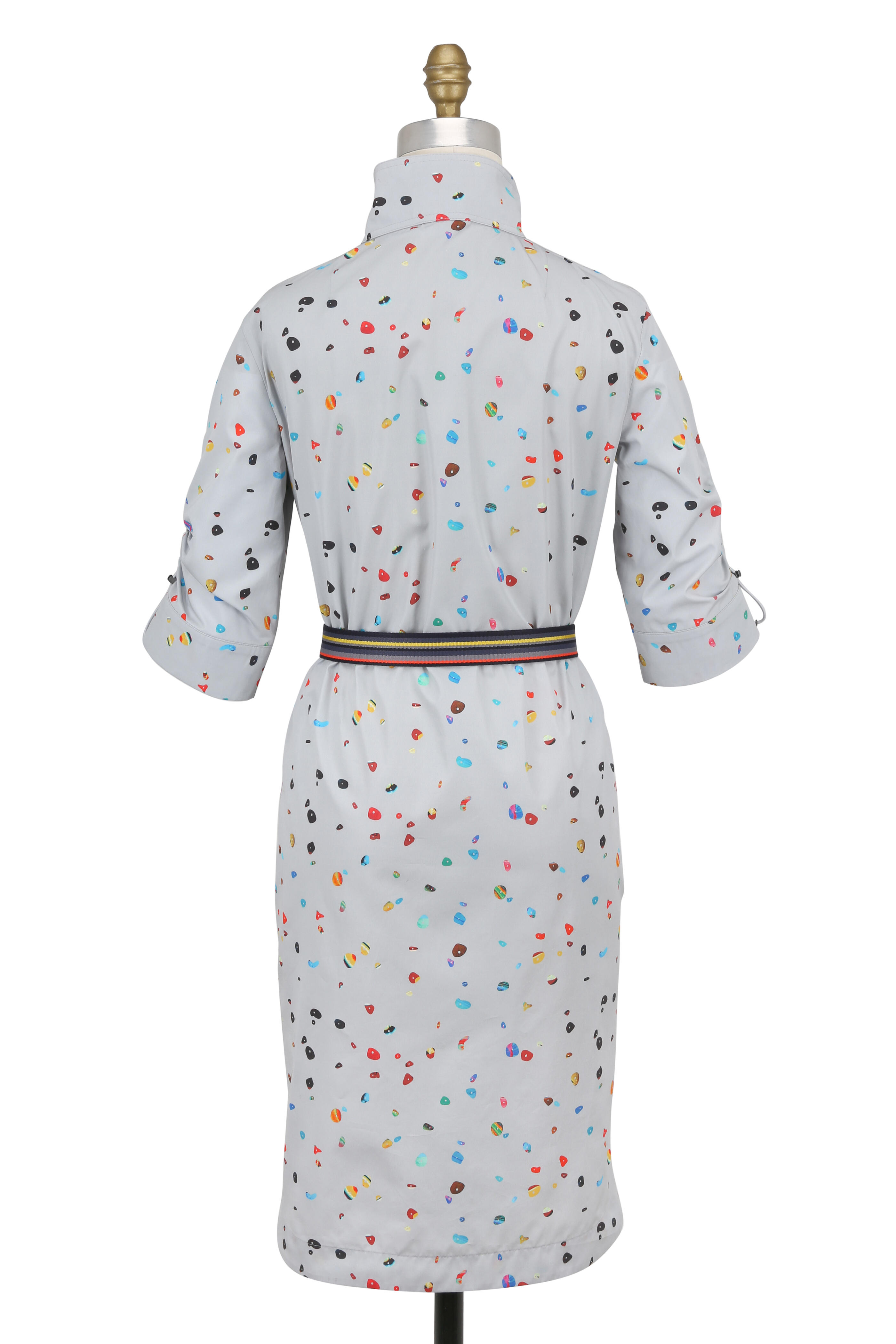 Akris Punto - Gray Boulder Print Belted Shirtdress
